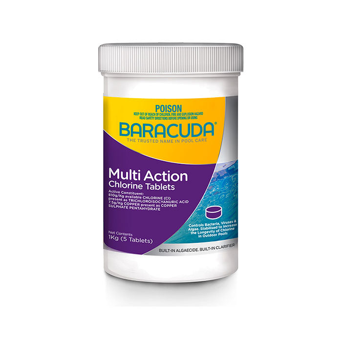 Baracuda Multi-Action Chlorine Tablets 1 kg - Pool Chemical Baracuda Multi-Action Chlorine Tablets 1 kg - Pool Chemical